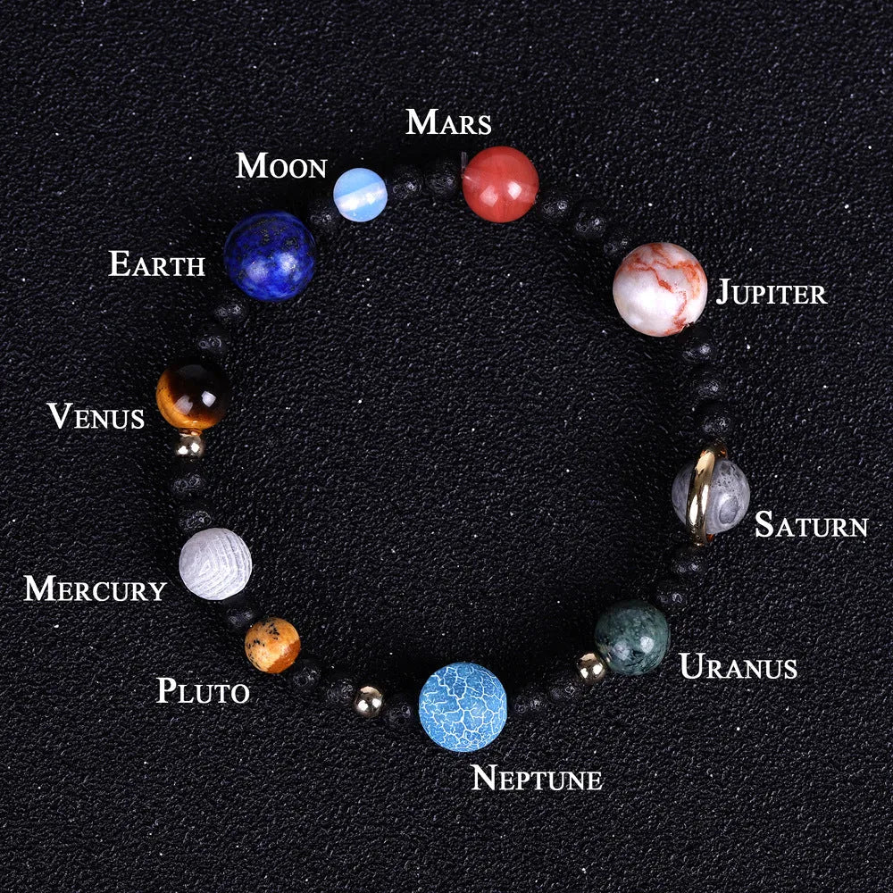 Full Planets of the Galaxy Marble Stretch Bracelet -ZenArtBliss