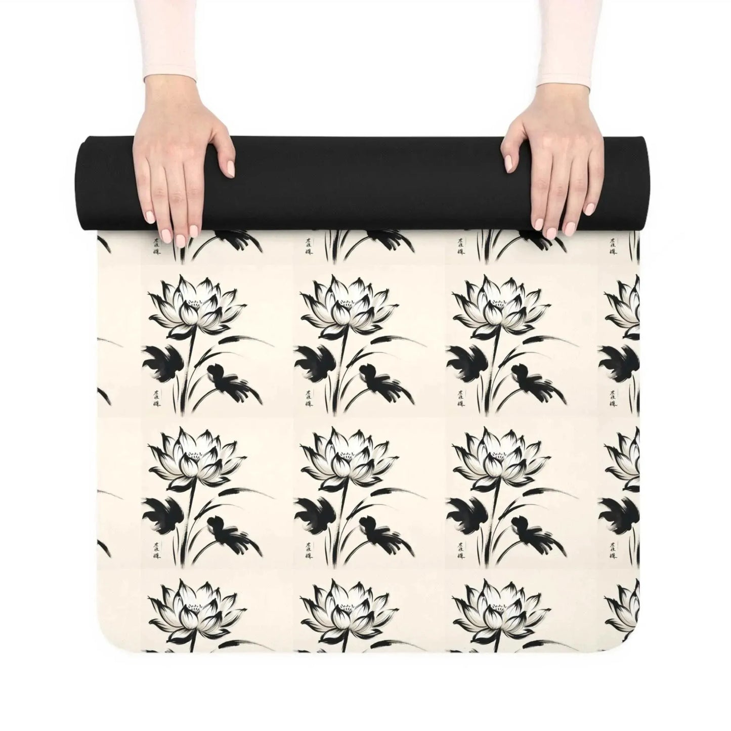 Zen Lotus Yoga Mat - japanese print -ZenArtBliss