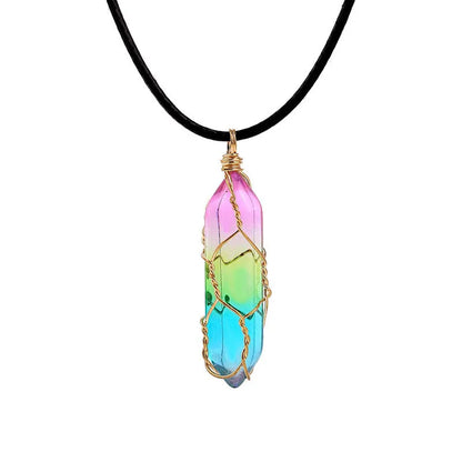 Rainbow Shard crystal Necklace -ZenArtBliss