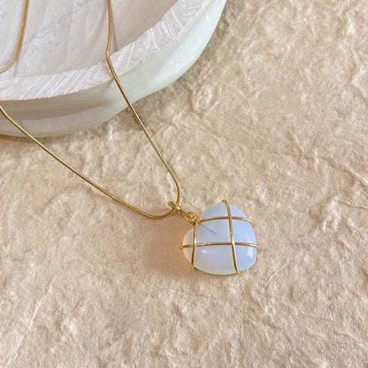Elegant Opal Heart Pendant Necklace