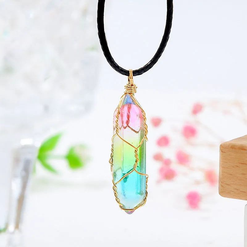 Rainbow Shard crystal Necklace -ZenArtBliss