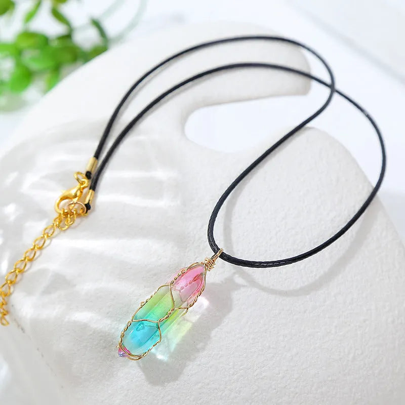 Rainbow Shard crystal Necklace -ZenArtBliss