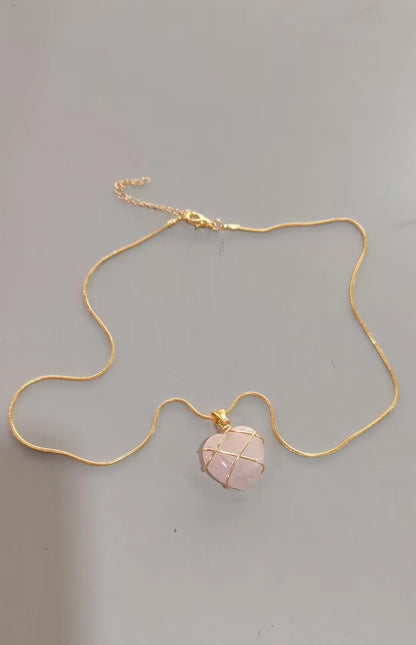 Elegant Opal Heart Pendant Necklace
