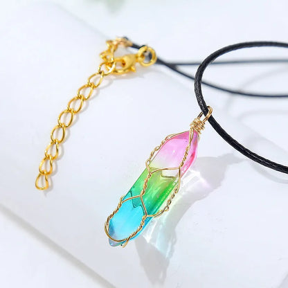 Rainbow Shard crystal Necklace -ZenArtBliss