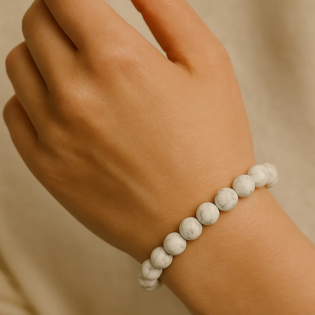 Natural White Howlite Beaded Bracelet (Copy) -ZenArtBliss