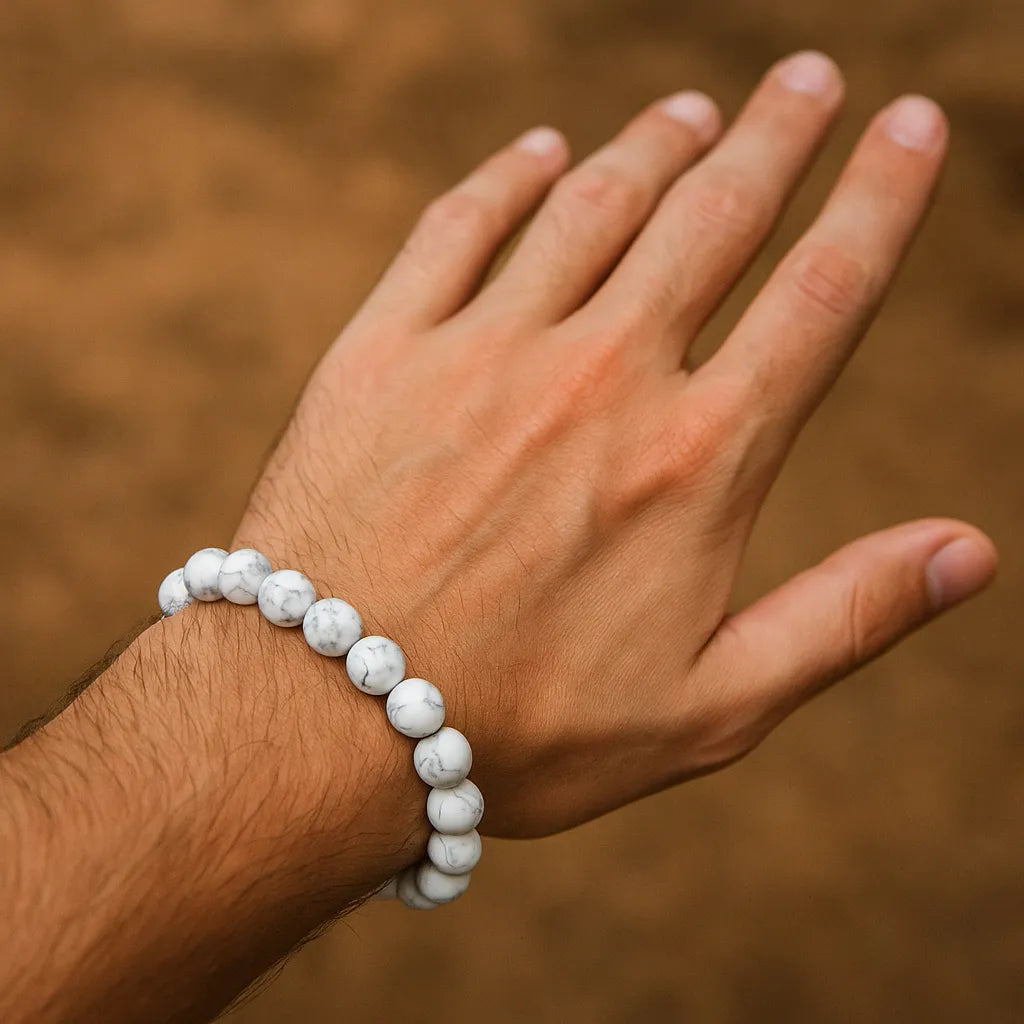 Natural White Howlite Beaded Bracelet (Copy) -ZenArtBliss