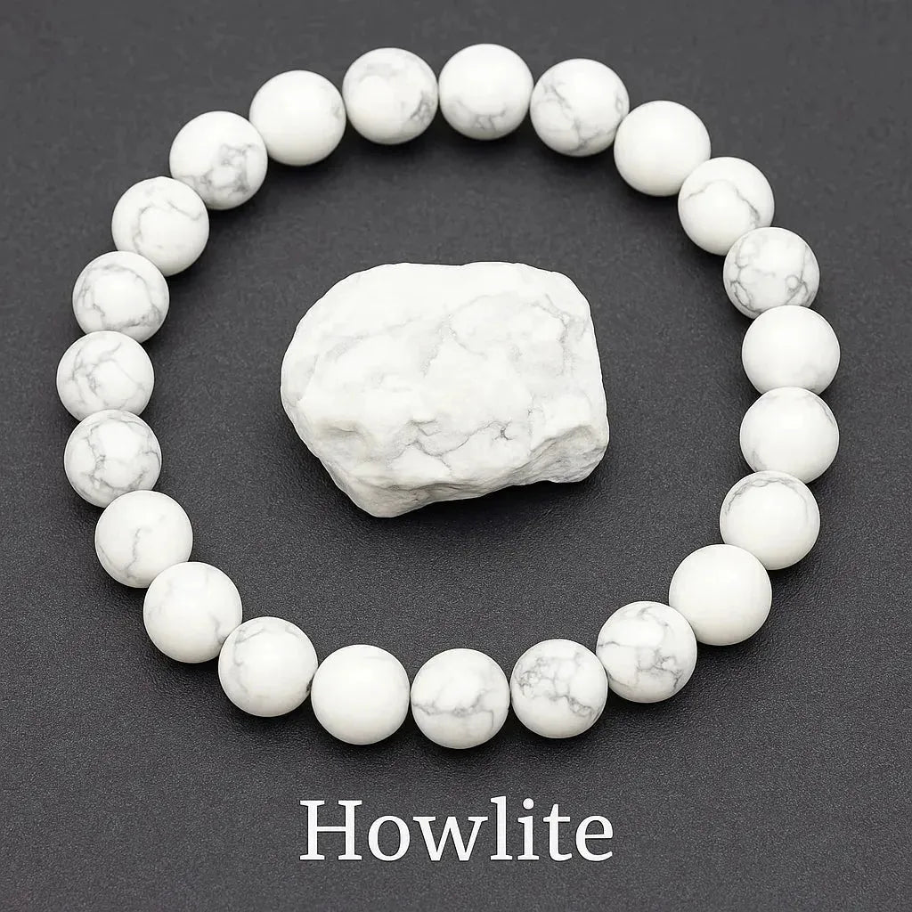 Natural White Howlite Beaded Bracelet (Copy) -ZenArtBliss