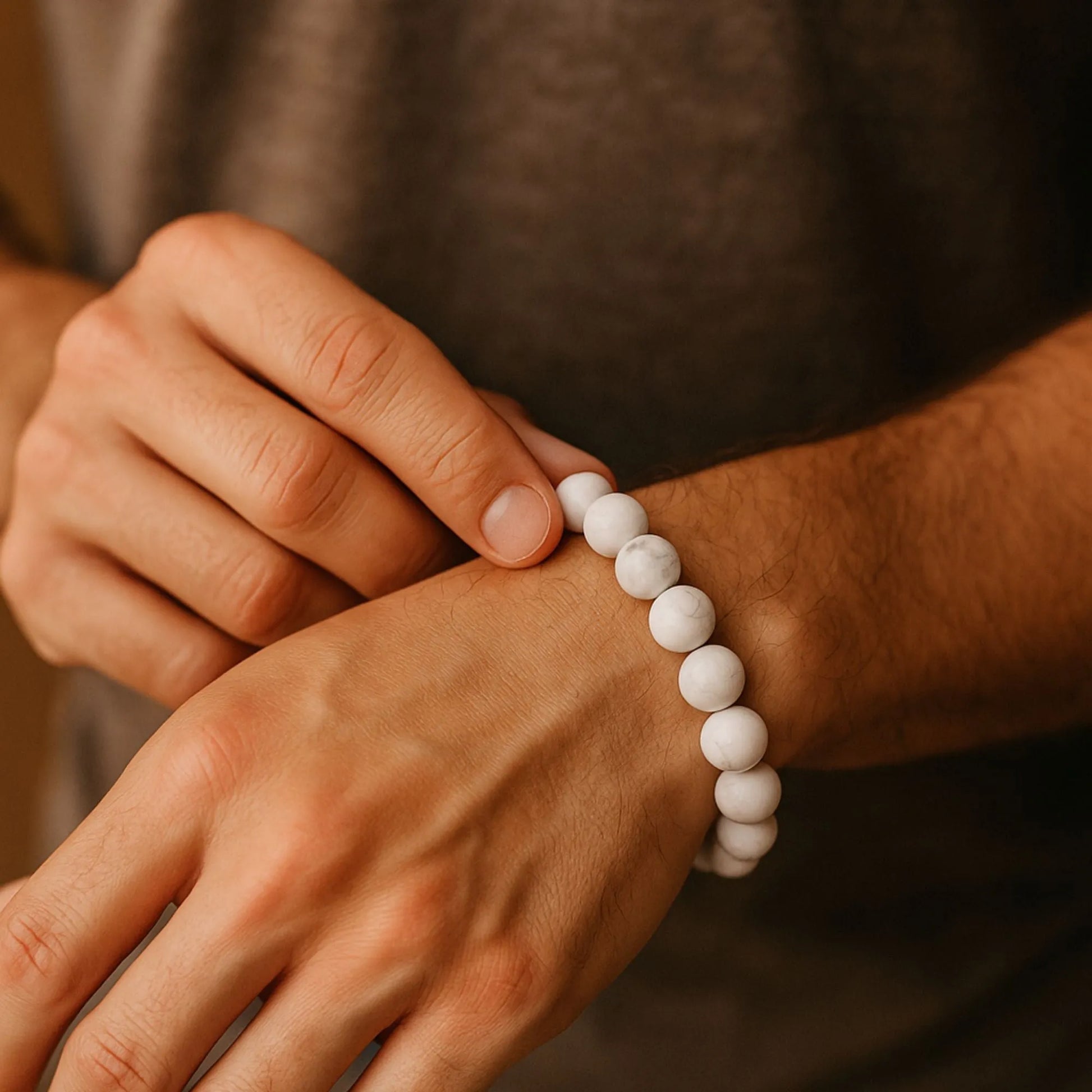 Natural White Howlite Beaded Bracelet (Copy) -ZenArtBliss