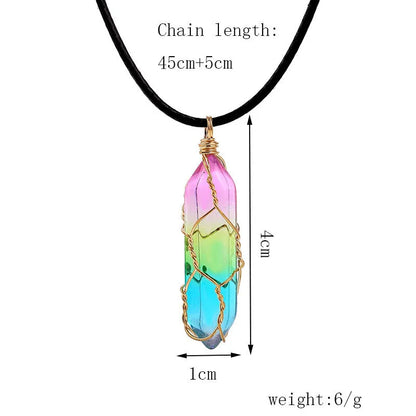 Rainbow Shard crystal Necklace -ZenArtBliss
