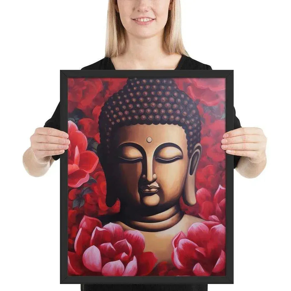 Buddha Framed Print: Red Lotus Blossoms, Inner Peace #zendecor -ZenArtBliss