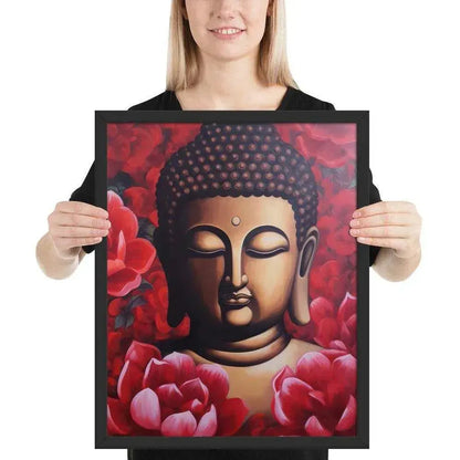 Buddha Framed Print: Red Lotus Blossoms, Inner Peace #zendecor -ZenArtBliss