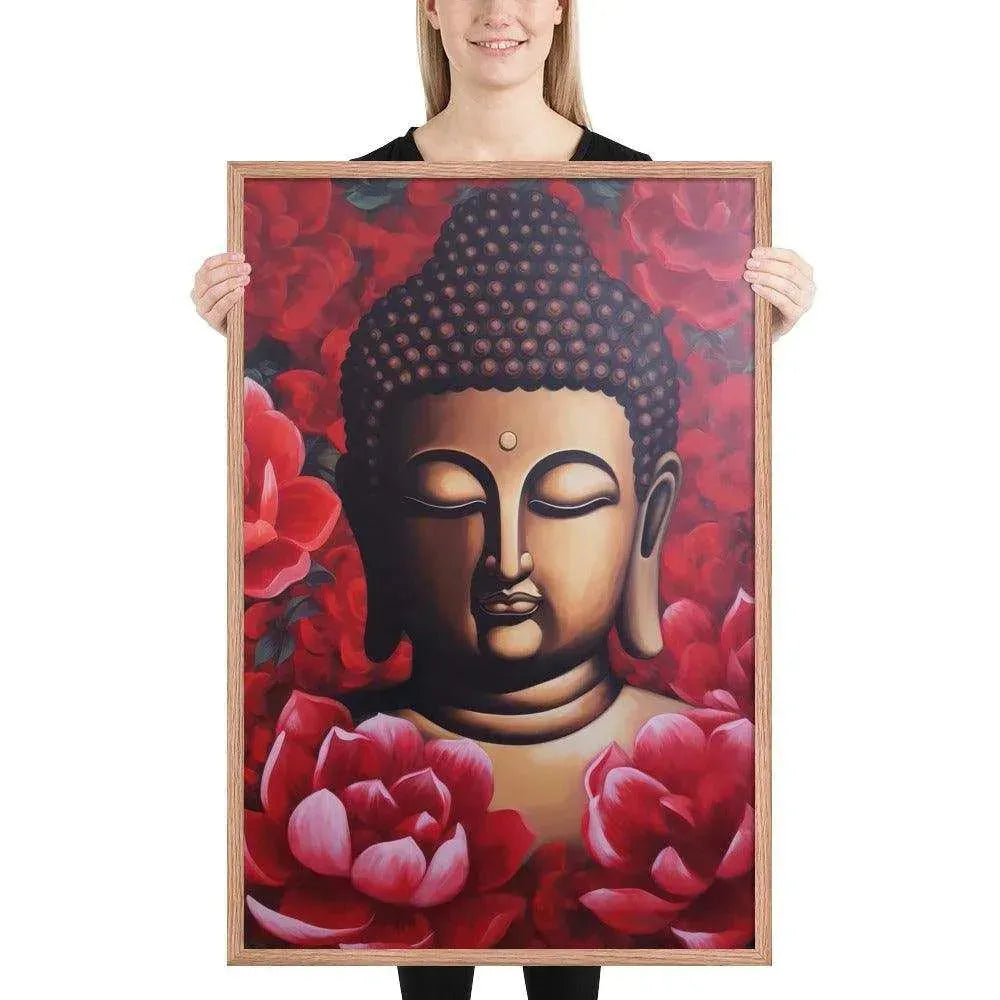 Buddha Framed Print: Red Lotus Blossoms, Inner Peace #zendecor -ZenArtBliss