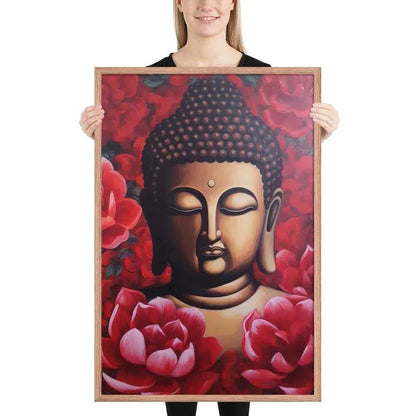 Buddha Framed Print: Red Lotus Blossoms, Inner Peace #zendecor -ZenArtBliss