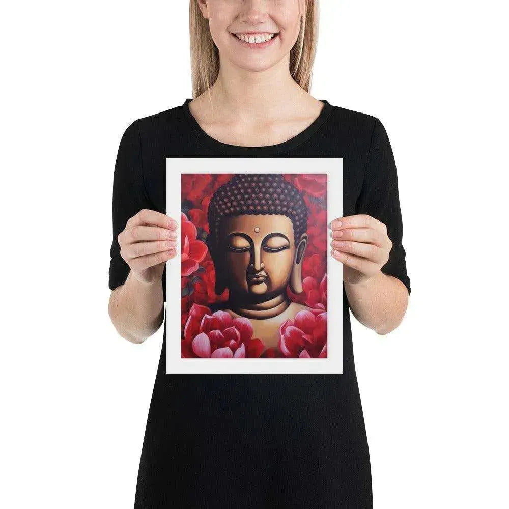 Buddha Framed Print: Red Lotus Blossoms, Inner Peace #zendecor -ZenArtBliss