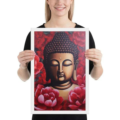Buddha Framed Print: Red Lotus Blossoms, Inner Peace #zendecor -ZenArtBliss