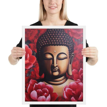 Buddha Framed Print: Red Lotus Blossoms, Inner Peace #zendecor -ZenArtBliss