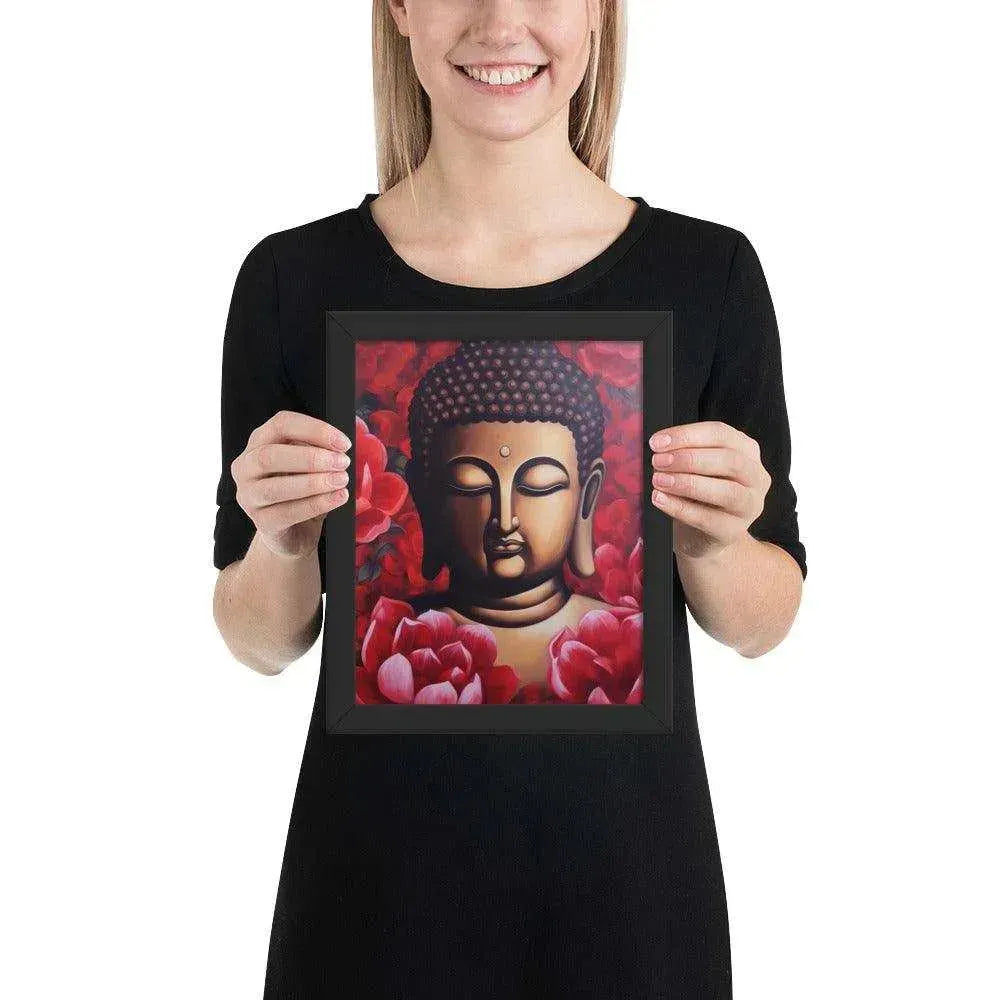 Buddha Framed Print: Red Lotus Blossoms, Inner Peace #zendecor -ZenArtBliss