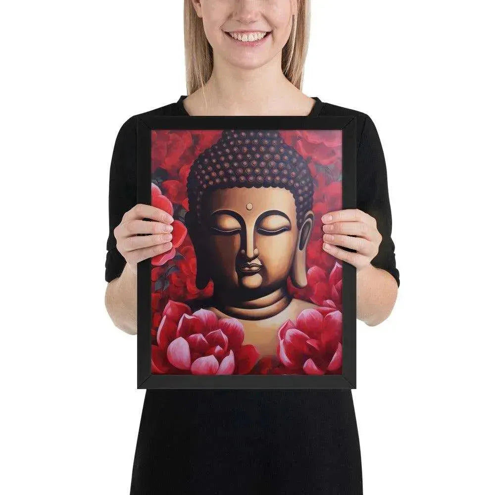 Buddha Framed Print: Red Lotus Blossoms, Inner Peace #zendecor -ZenArtBliss