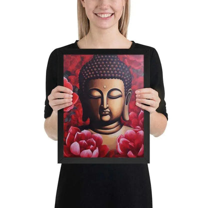 Buddha Framed Print: Red Lotus Blossoms, Inner Peace #zendecor -ZenArtBliss