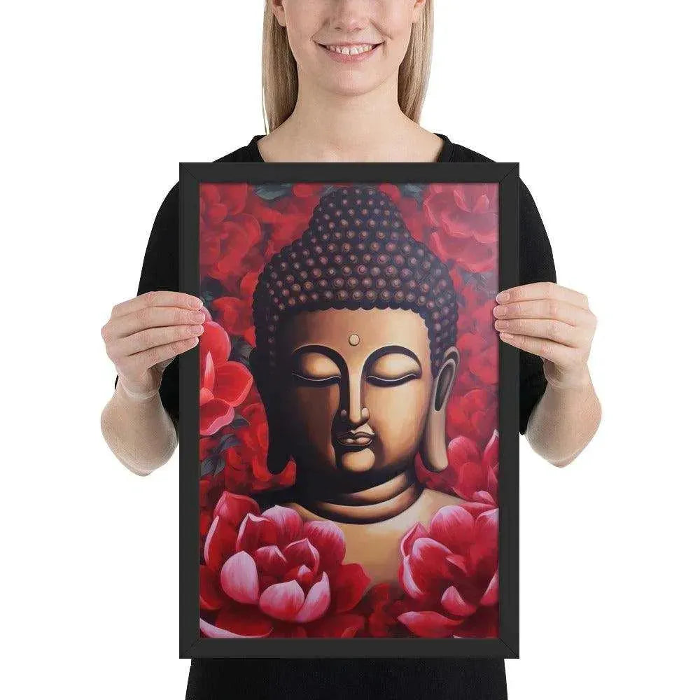 Buddha Framed Print: Red Lotus Blossoms, Inner Peace #zendecor -ZenArtBliss
