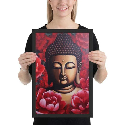 Buddha Framed Print: Red Lotus Blossoms, Inner Peace #zendecor -ZenArtBliss