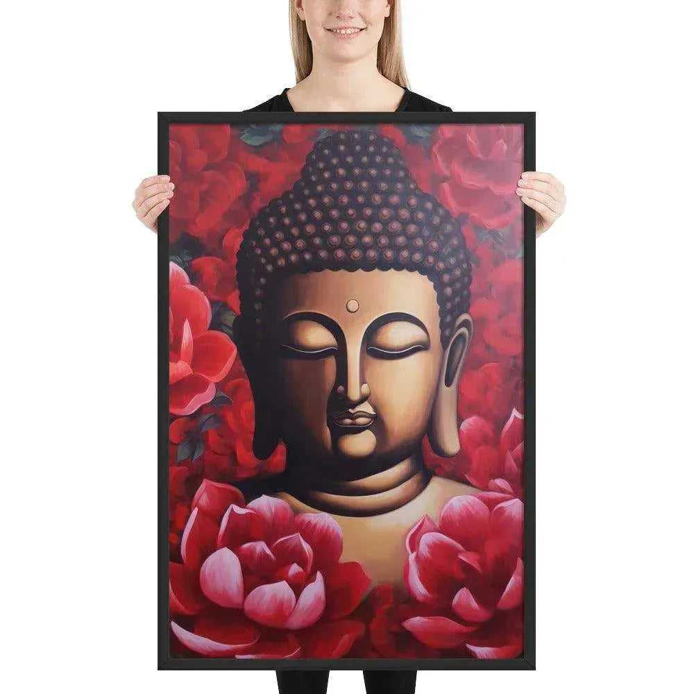Buddha Framed Print: Red Lotus Blossoms, Inner Peace #zendecor -ZenArtBliss