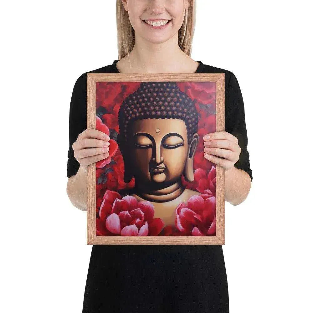 Buddha Framed Print: Red Lotus Blossoms, Inner Peace #zendecor -ZenArtBliss