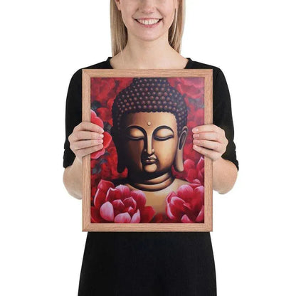Buddha Framed Print: Red Lotus Blossoms, Inner Peace #zendecor -ZenArtBliss
