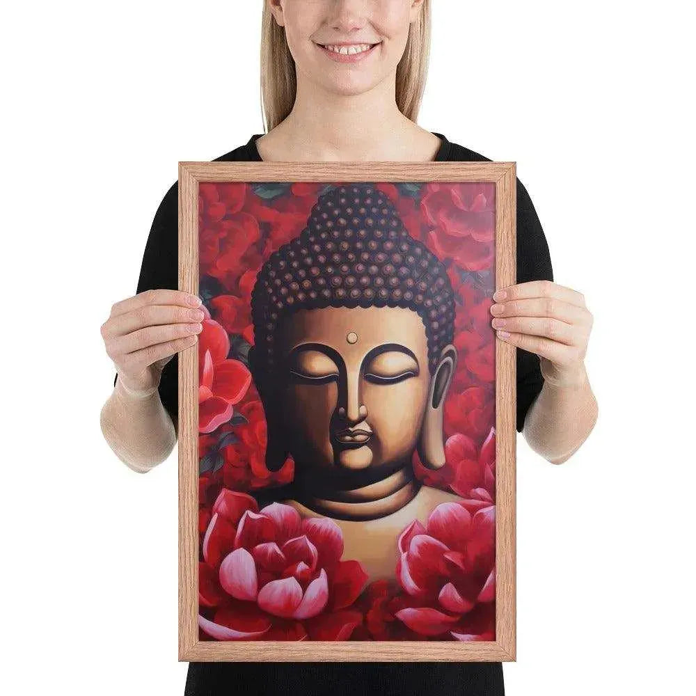 Buddha Framed Print: Red Lotus Blossoms, Inner Peace #zendecor -ZenArtBliss