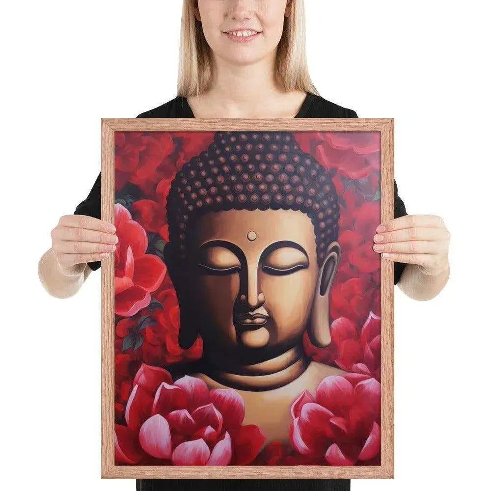 Buddha Framed Print: Red Lotus Blossoms, Inner Peace #zendecor -ZenArtBliss