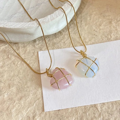 Elegant Opal Heart Pendant Necklace