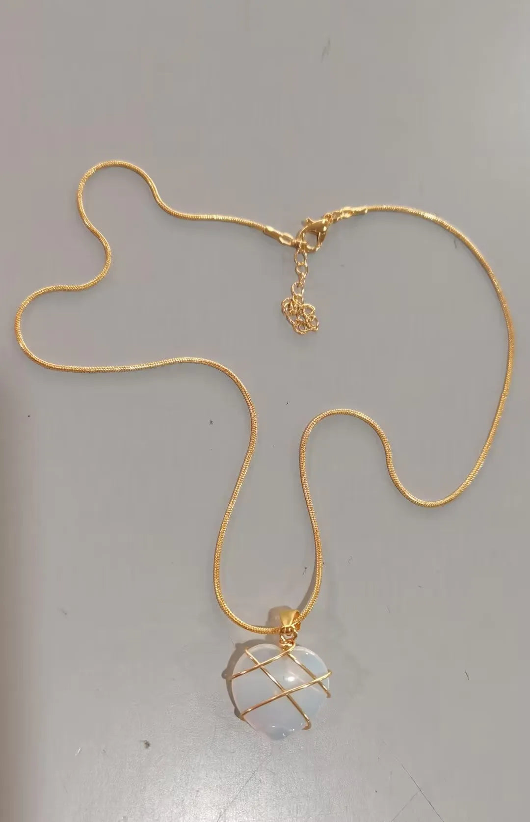 Elegant Opal Heart Pendant Necklace
