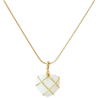 Elegant Opal Heart Pendant Necklace