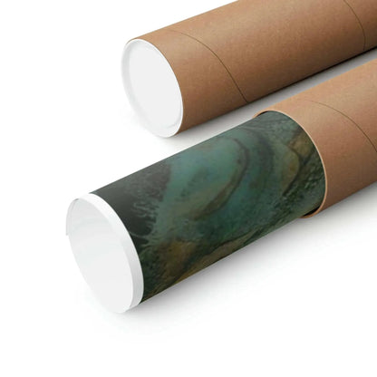 ZenArtBliss.com's Kentucky Buddha in Art, featuring a golden Buddha Head against a teal background on matte paper, embodying peace and wisdom.