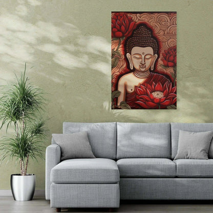 Lotus Enlightenment - Serene Buddha and Lotus Wall Art -ZenArtBliss
