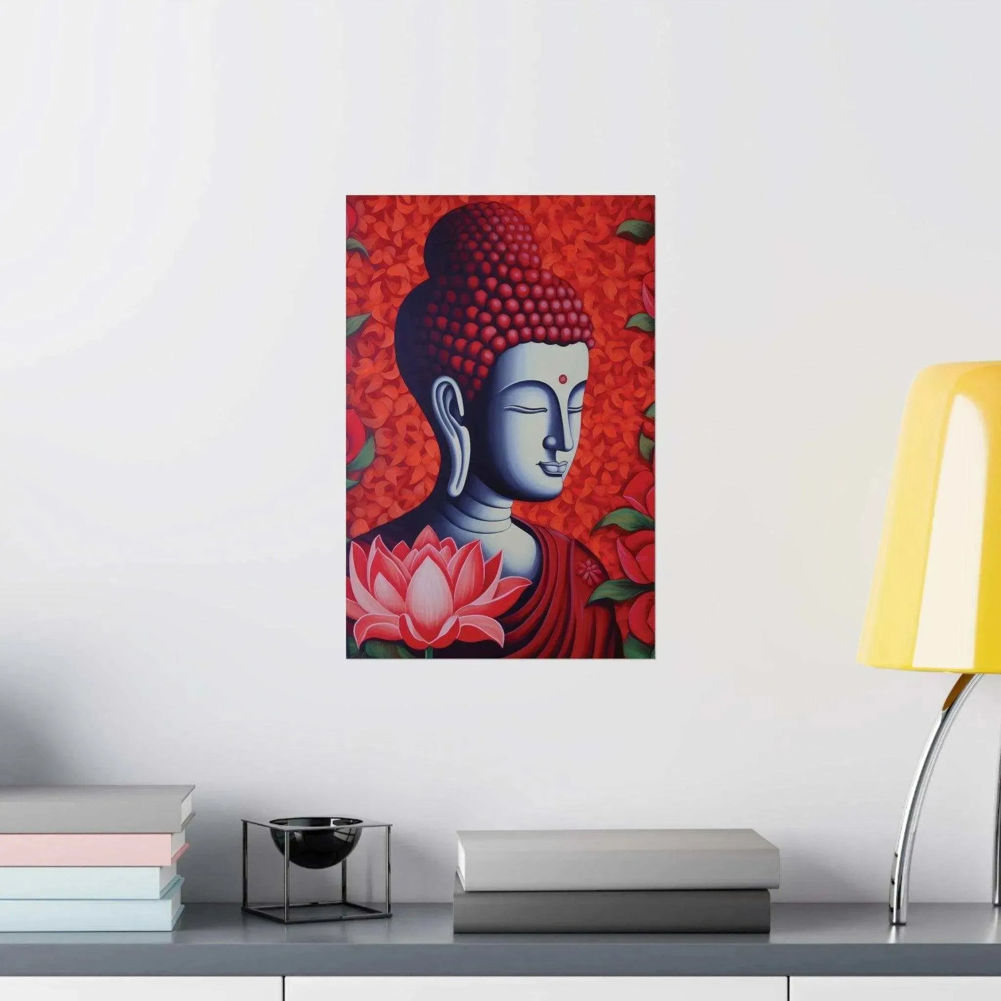Meditative Bliss - Red Zen Buddha Poster - Zenartbliss- A Brand of Oxygen O2 Technology