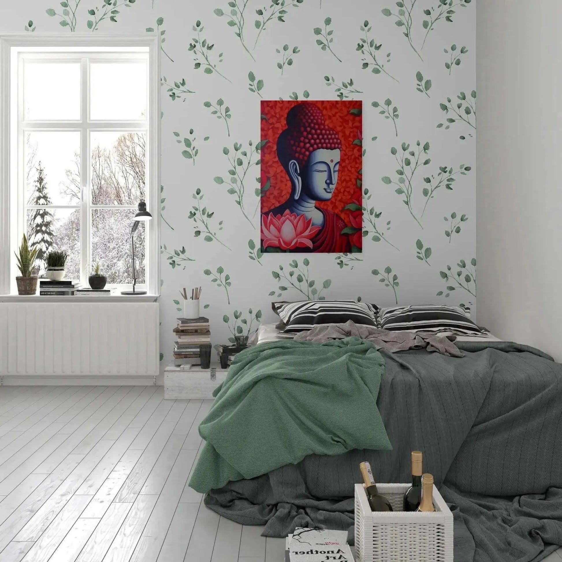 Meditative Bliss - Red Zen Buddha Poster - Zenartbliss- A Brand of Oxygen O2 Technology