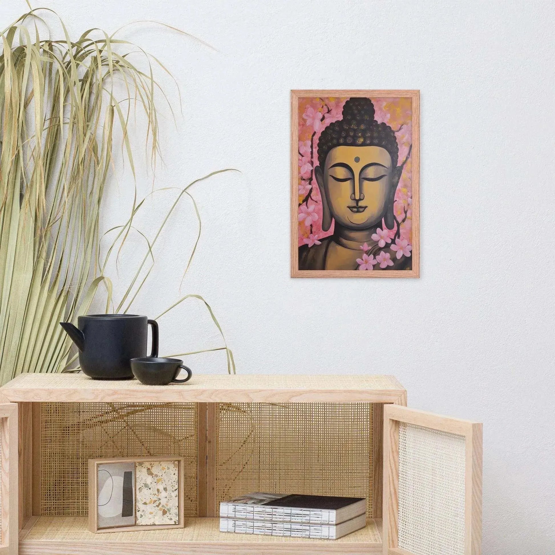Pink & Gold Tibetan Buddha Framed Print – ZenArtBliss -ZenArtBliss