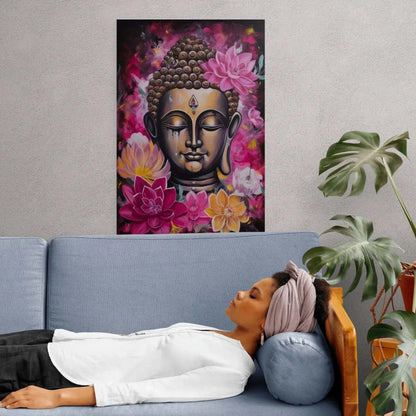 Pink Zen Buddha Poster - Blossoming Nirvana - Zenartbliss- A Brand of Oxygen O2 Technology