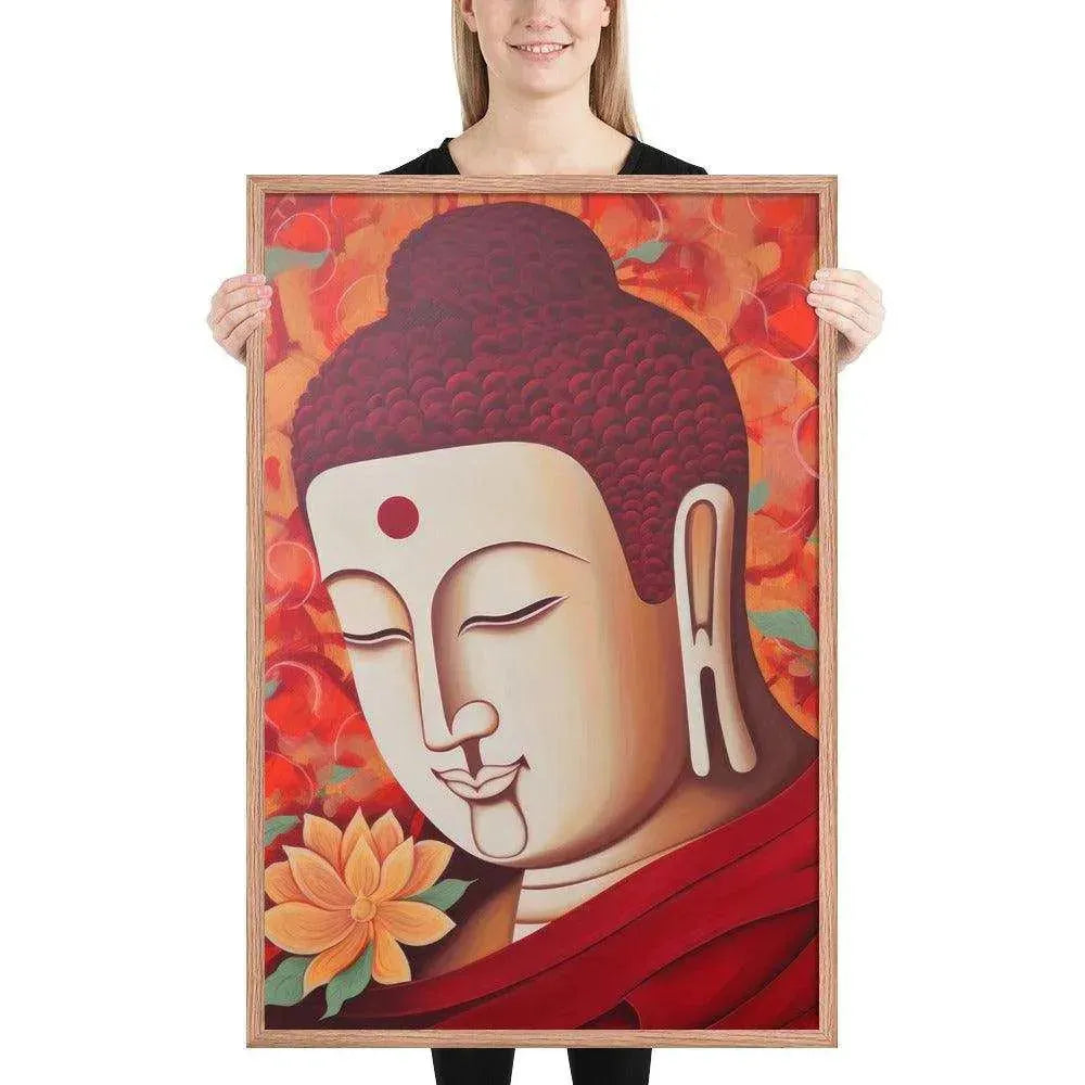 Serene Buddha Framed poster: Peach Tones & Warm Aura – ZenArtBliss -ZenArtBliss