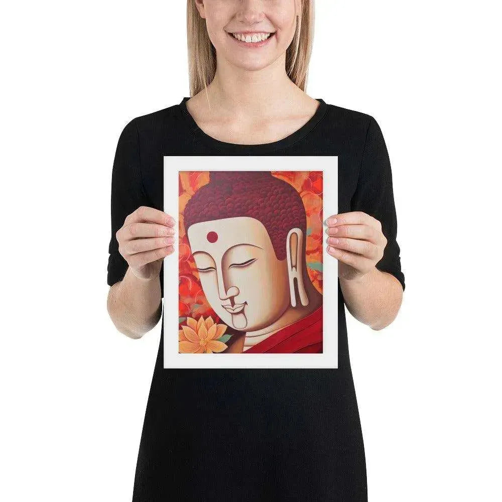 Serene Buddha Framed poster: Peach Tones & Warm Aura – ZenArtBliss -ZenArtBliss