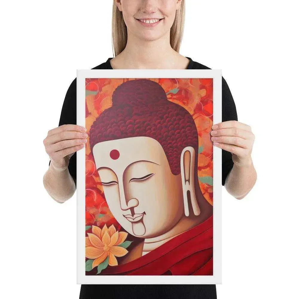Serene Buddha Framed poster: Peach Tones & Warm Aura – ZenArtBliss -ZenArtBliss