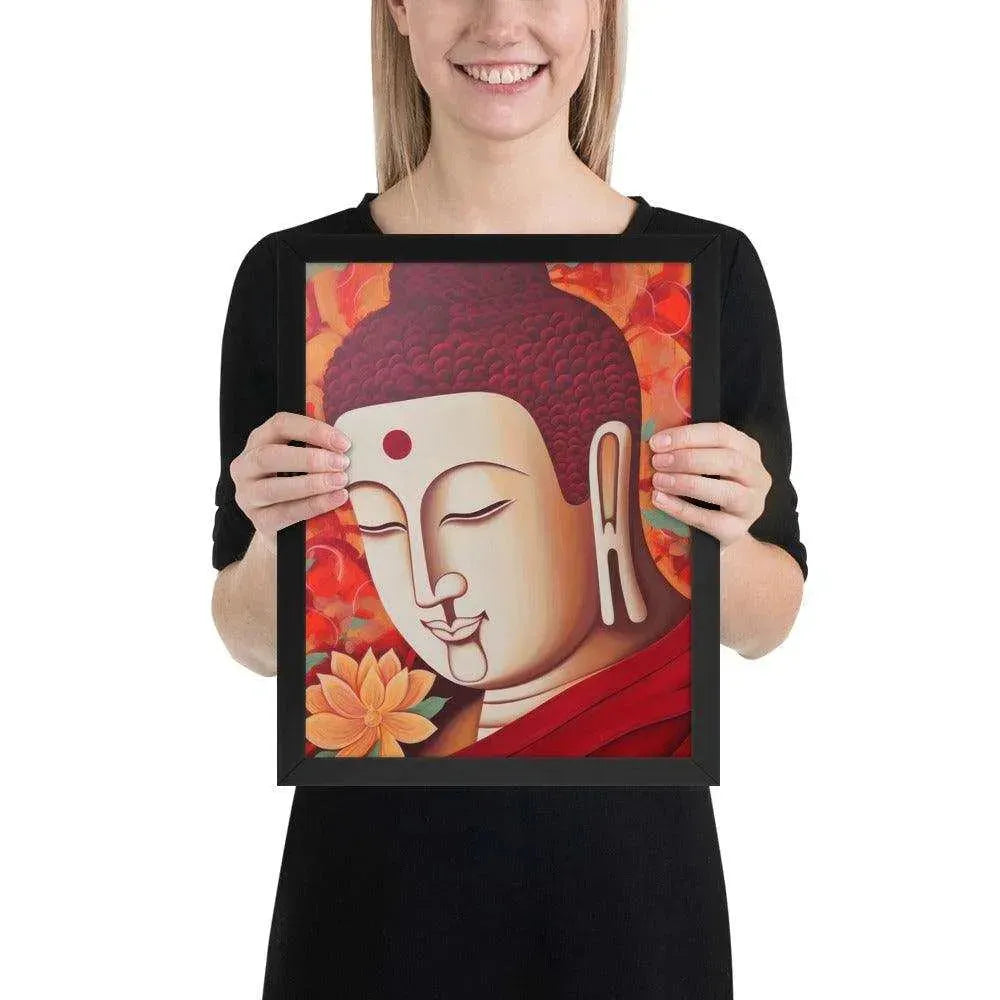 Serene Buddha Framed poster: Peach Tones & Warm Aura – ZenArtBliss -ZenArtBliss