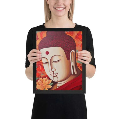 Serene Buddha Framed poster: Peach Tones & Warm Aura – ZenArtBliss -ZenArtBliss
