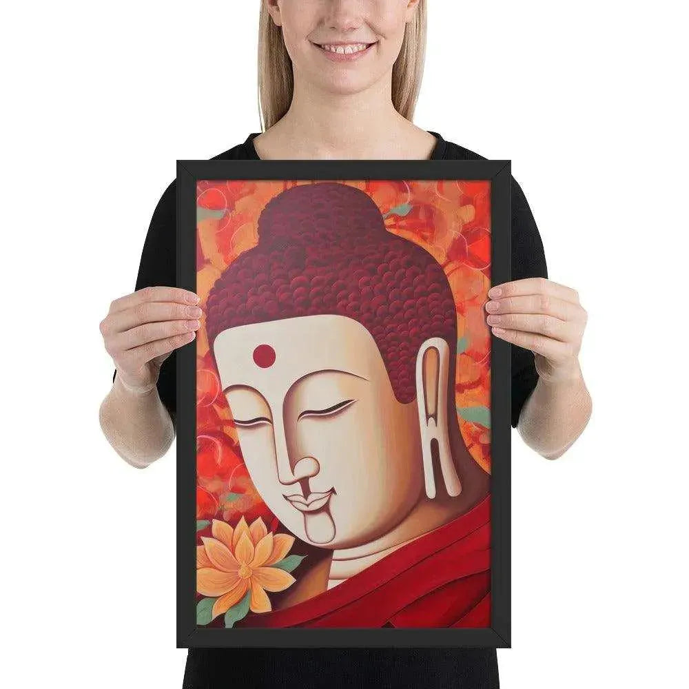 Serene Buddha Framed poster: Peach Tones & Warm Aura – ZenArtBliss -ZenArtBliss