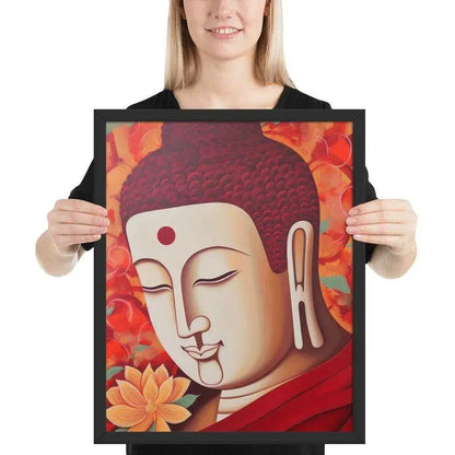 Serene Buddha Framed poster: Peach Tones & Warm Aura – ZenArtBliss -ZenArtBliss
