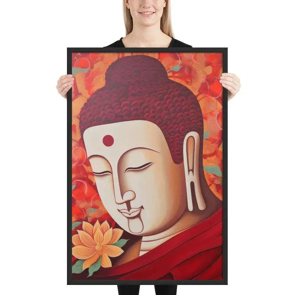 Serene Buddha Framed poster: Peach Tones & Warm Aura – ZenArtBliss -ZenArtBliss