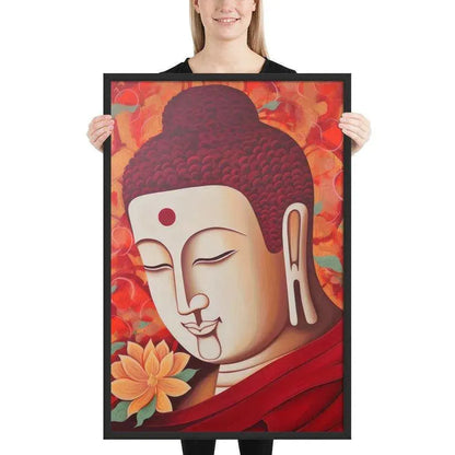Serene Buddha Framed poster: Peach Tones & Warm Aura – ZenArtBliss -ZenArtBliss