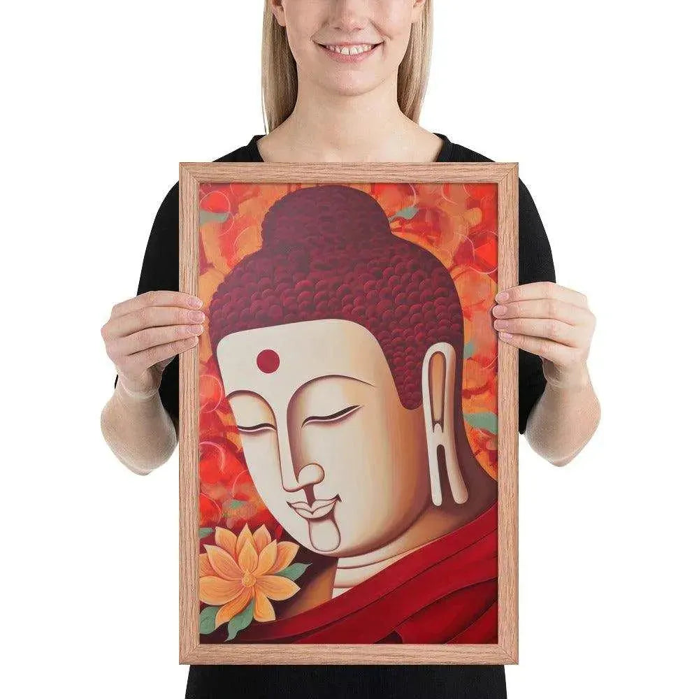 Serene Buddha Framed poster: Peach Tones & Warm Aura – ZenArtBliss -ZenArtBliss