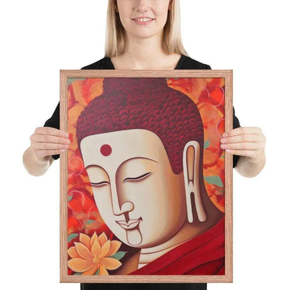 Serene Buddha Framed poster: Peach Tones & Warm Aura – ZenArtBliss -ZenArtBliss